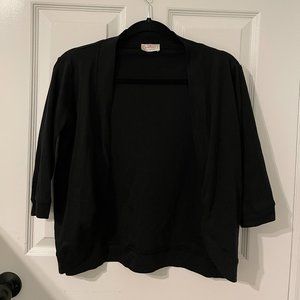 Black Crop 3/4 Open Cardigan
